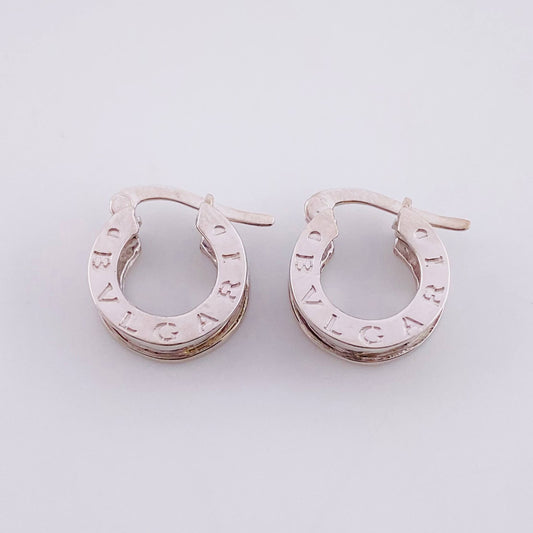Hoop Earrings Rustic 4.05g / 1/2 in White Gold 18K