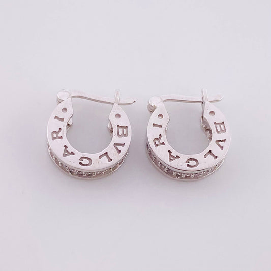 Hoop Earrings Rustic Thick Lane 3.9g / 1/2 in 18K White Gold