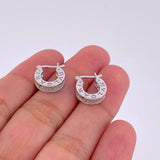 Candongas Rustica Carril Tupido 3.9g / 1/2 in Oro Blanco 18K