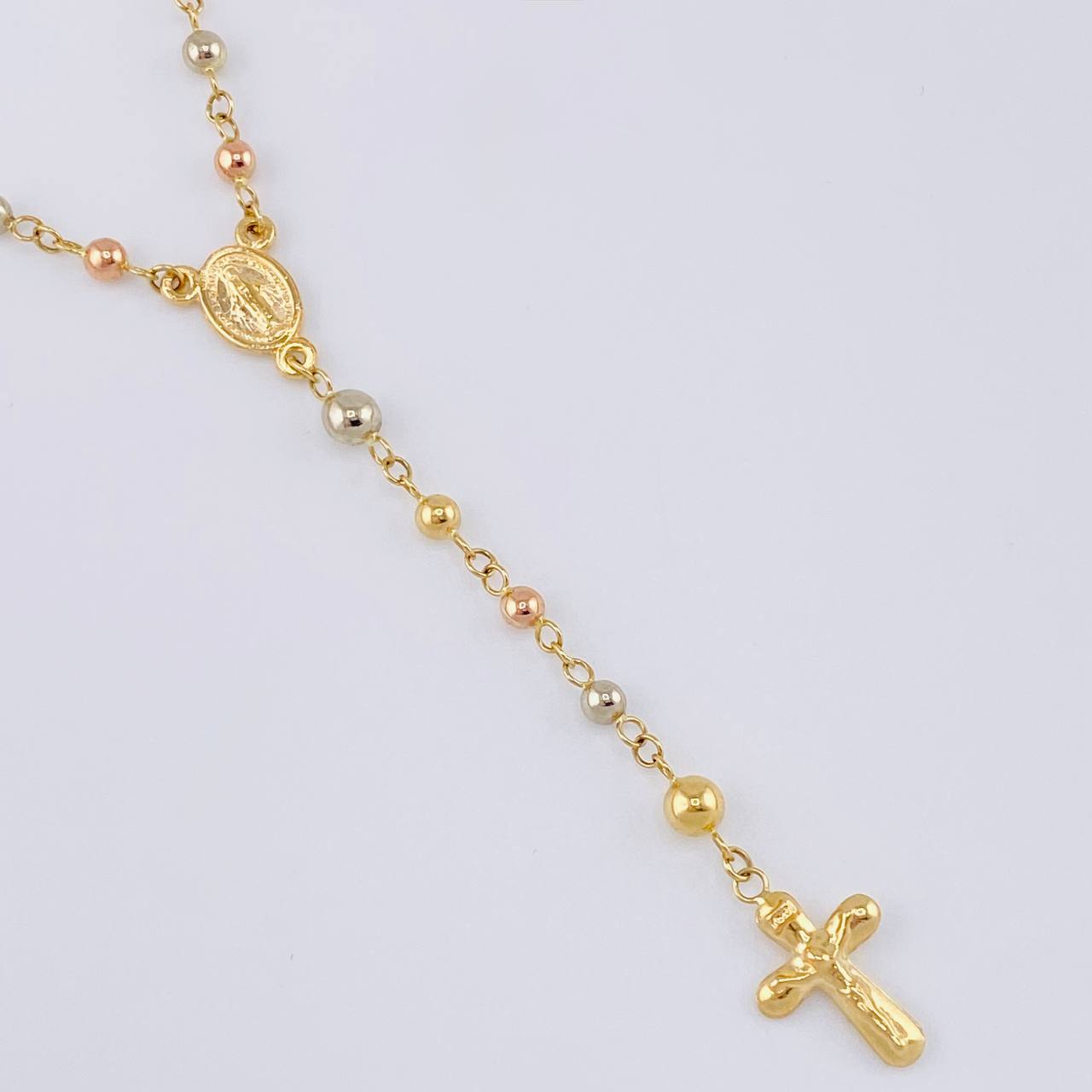 Miraculous Virgin Rosary 6.4 g / 23 1/2 in / 3 mm Three Golds 18K