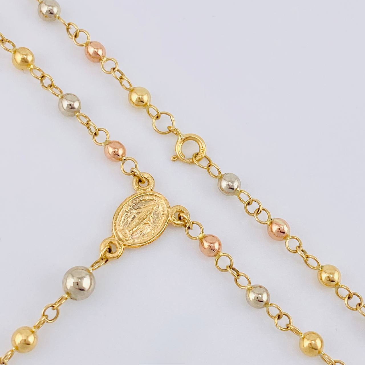 Miraculous Virgin Rosary 5.85 g / 20 1/2 in / 3 mm Three Golds 18K