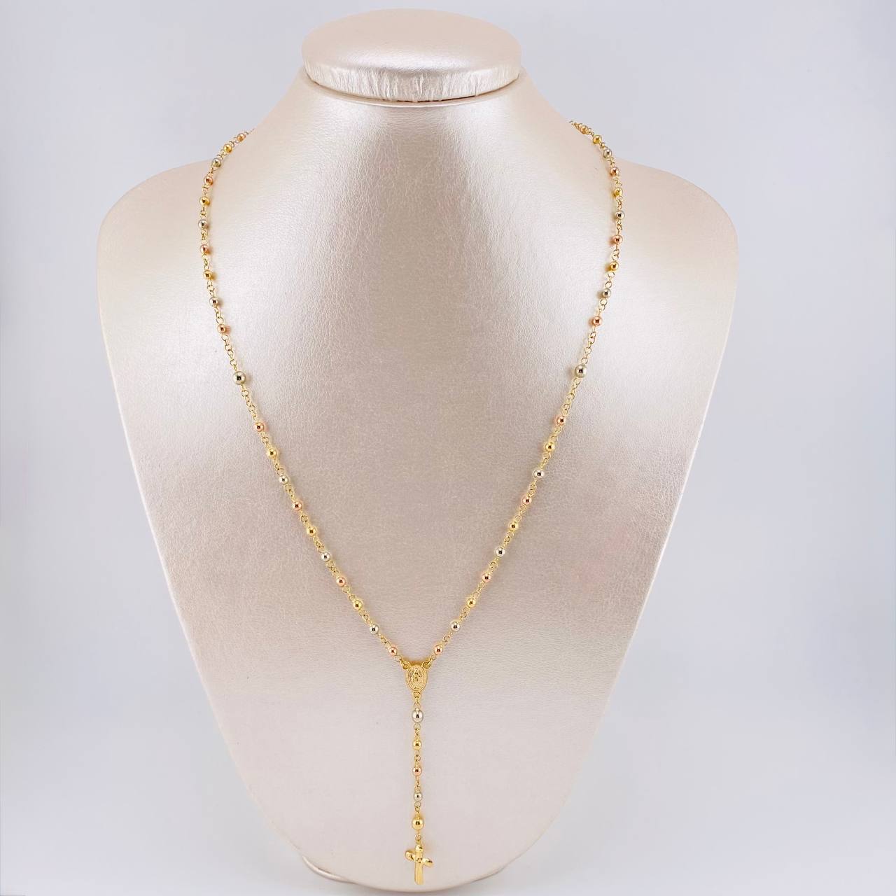 Miraculous Virgin Rosary 6.4 g / 23 1/2 in / 3 mm Three Golds 18K
