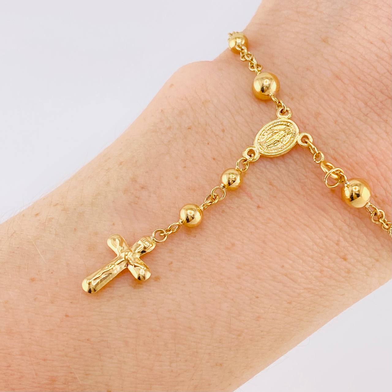 Pulso Denario Virgen Milagrosa 3.9 g / 8 1/4 in / 4 mm Oro Amarillo 18K
