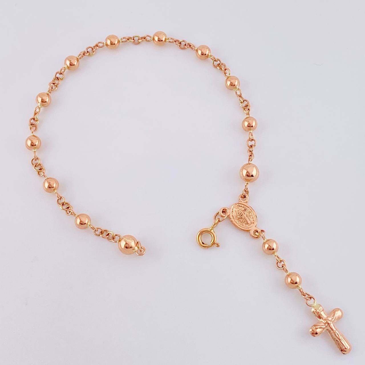 Pulso Denario Virgen Milagrosa 3.65 g / 7 in / 4 mm Oro Rosa 18K