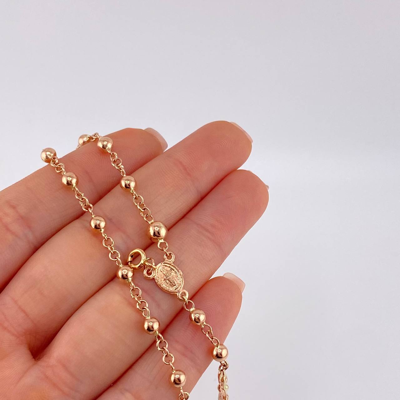 Pulso Denario Virgen Milagrosa 3.65 g / 7 in / 4 mm Oro Rosa 18K