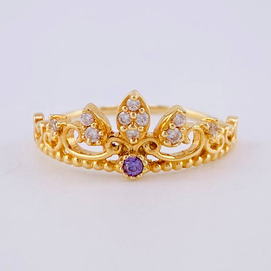 Anillo Corona Tiara Tres Hojas 1.95 g / T7 3/4 Oro Amarillo 18K