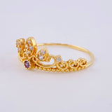 Anillo Corona Tiara Tres Hojas 1.95 g / T7 3/4 Oro Amarillo 18K