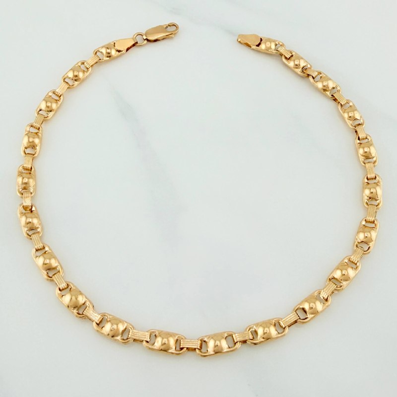 Tobillera Rustica Burbuja 6.2 g / 10 1/2 in / 4.7 mm Oro Amarillo 18K