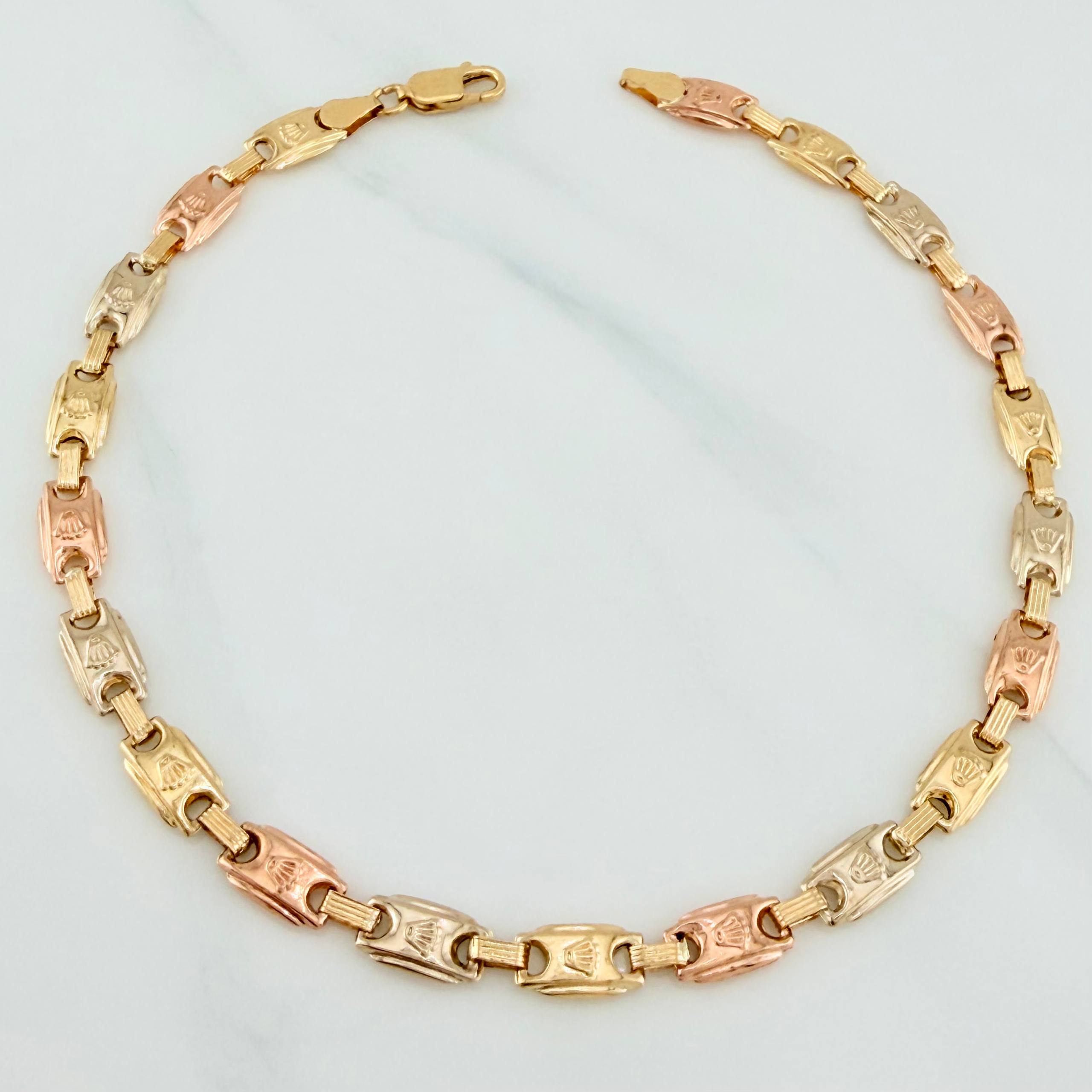 Rustic Crown Anklet 7.25 g / 10 3/4 in / 5.7 mm Three Golds 18K