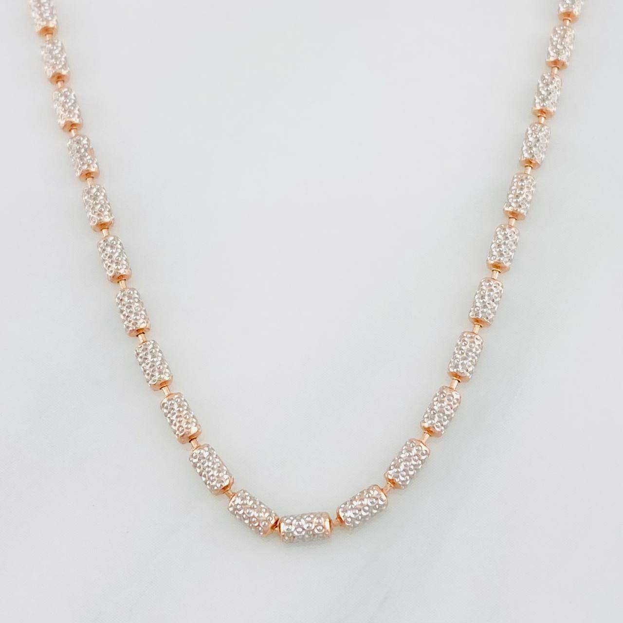 Cadena Morse 8g / 20 in / 2mm Dos Oros Blanco Rosa 18K