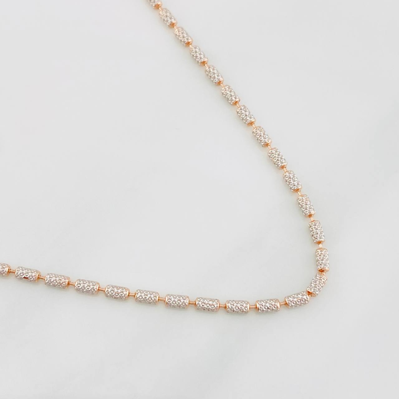 Cadena Morse 8g / 20 in / 2mm Dos Oros Blanco Rosa 18K