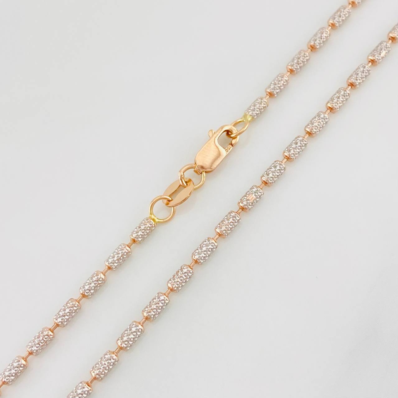 Cadena Morse 8g / 20 in / 2mm Dos Oros Blanco Rosa 18K