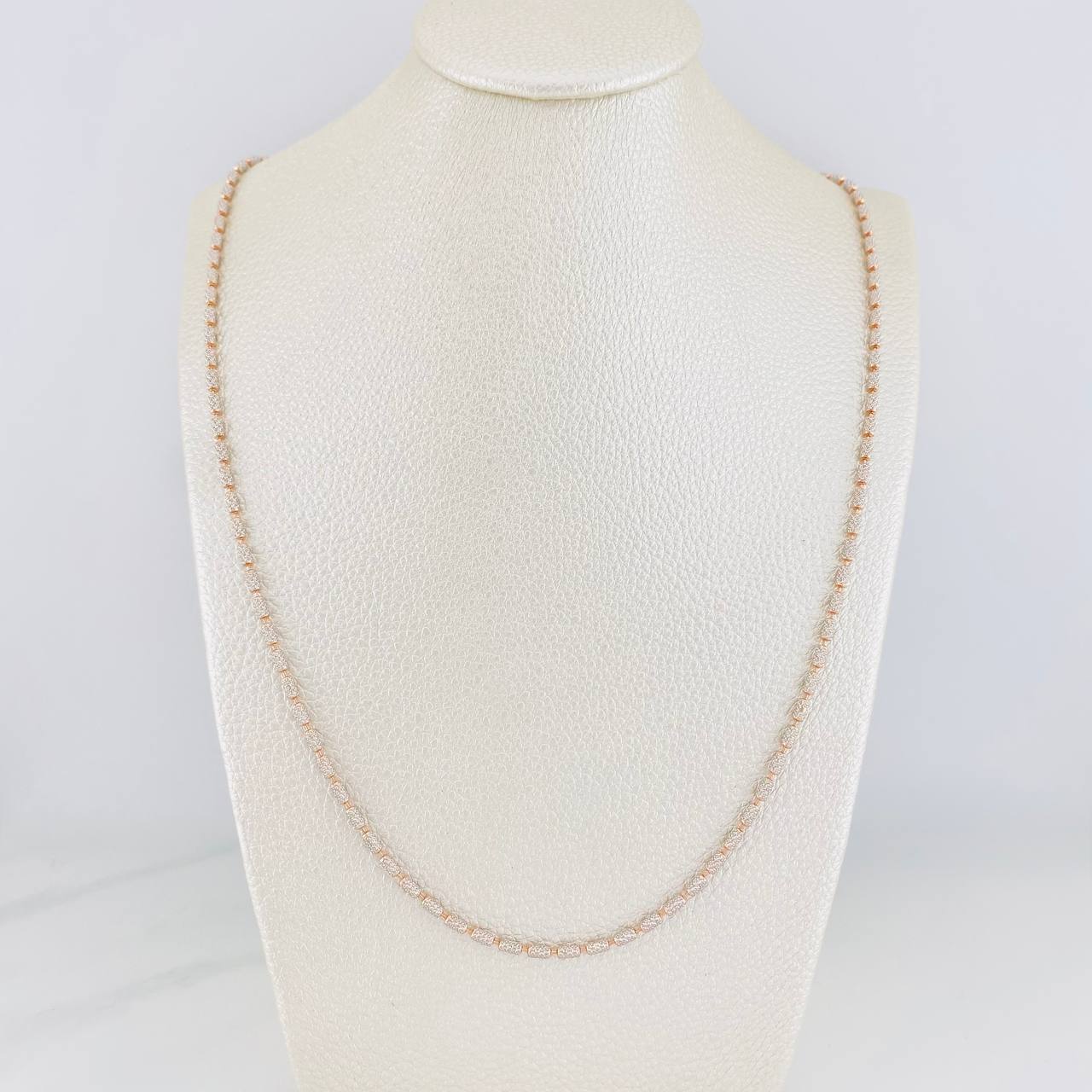 Cadena Morse 8g / 20 in / 2mm Dos Oros Blanco Rosa 18K