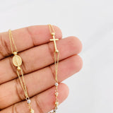 Cadena Denario Virgen Cruz 3.85g / 18 in / 2.4mm Tres Oros 18K