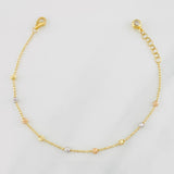 Modular Military Bracelet Beads Diamond Cut 2.6g / 6 3/4 in - 7 1/2 in / 3mm Three Golds 18K