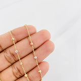 Modular Military Bracelet Beads Diamond Cut 2.6g / 6 3/4 in - 7 1/2 in / 3mm Three Golds 18K