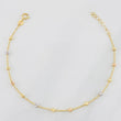Adjustable Military Bracelet Diamond Cut Beads 1.55g / 6 3/4 in - 7 1/2 in / 2.5mm Three Golds 18K