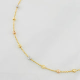 Adjustable Military Bracelet Diamond Cut Beads 1.55g / 6 3/4 in - 7 1/2 in / 2.5mm Three Golds 18K
