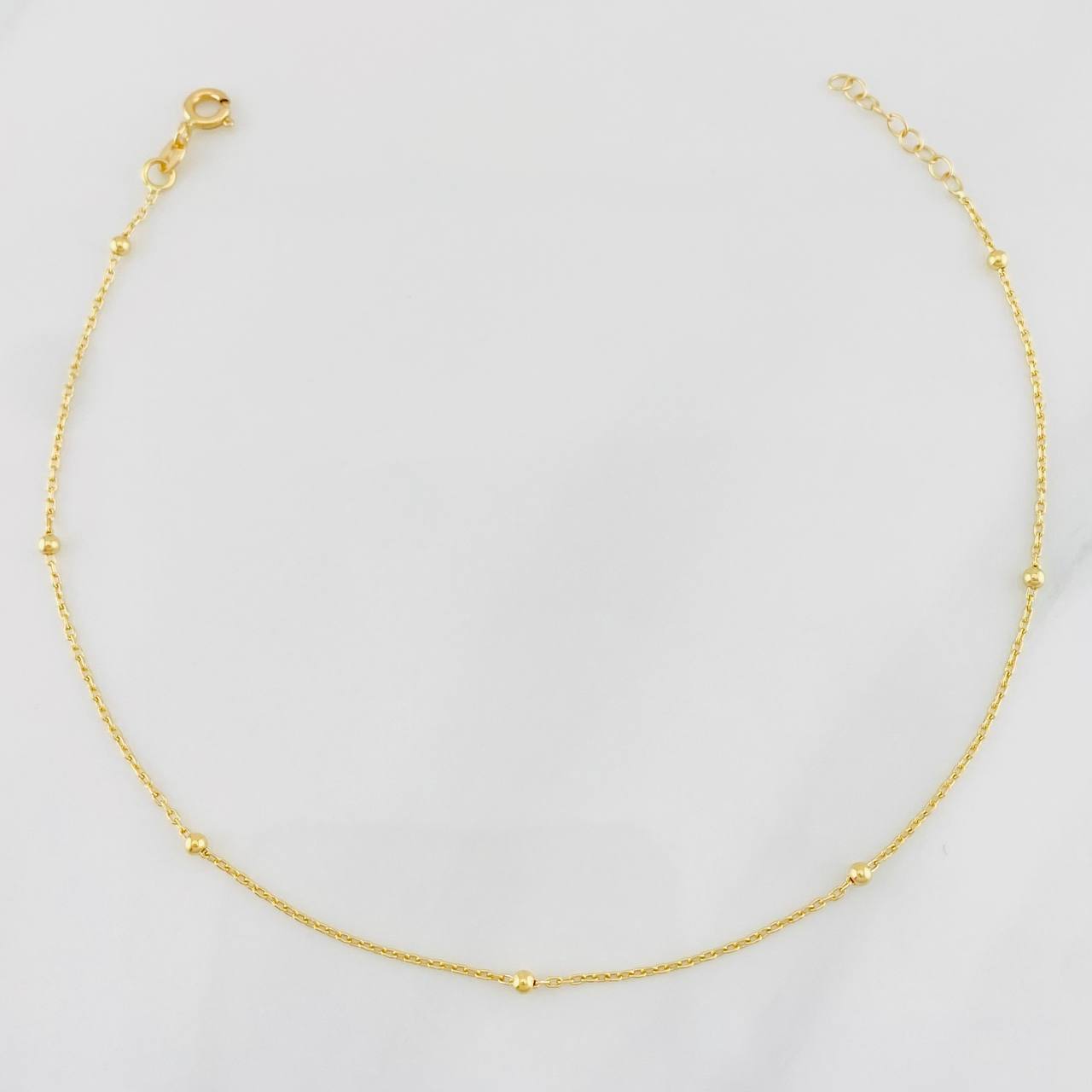 Anklet Classic Link Beads 1.3g / 8 3/4 in / 1mm Yellow Gold 18K