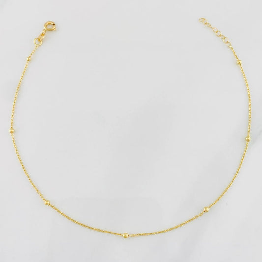 Anklet Classic Link Beads 1.3g / 8 3/4 in / 1mm Yellow Gold 18K