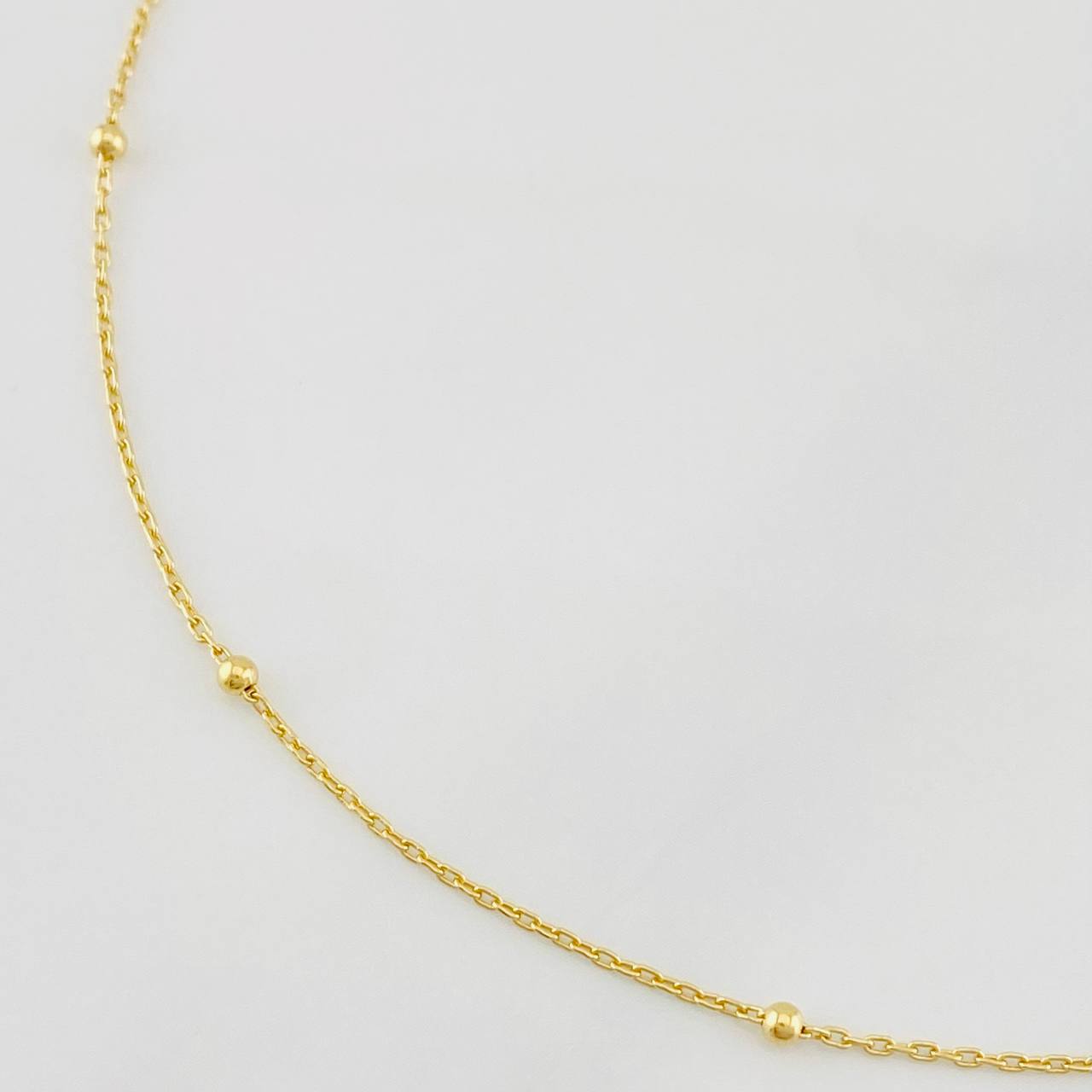 Anklet Classic Link Beads 1.3g / 8 3/4 in / 1mm Yellow Gold 18K