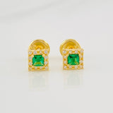 Square Halo Stud Earrings 0.8g / in / 5.1mm Yellow Gold 18K