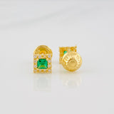 Square Halo Stud Earrings 0.8g / in / 5.1mm Yellow Gold 18K