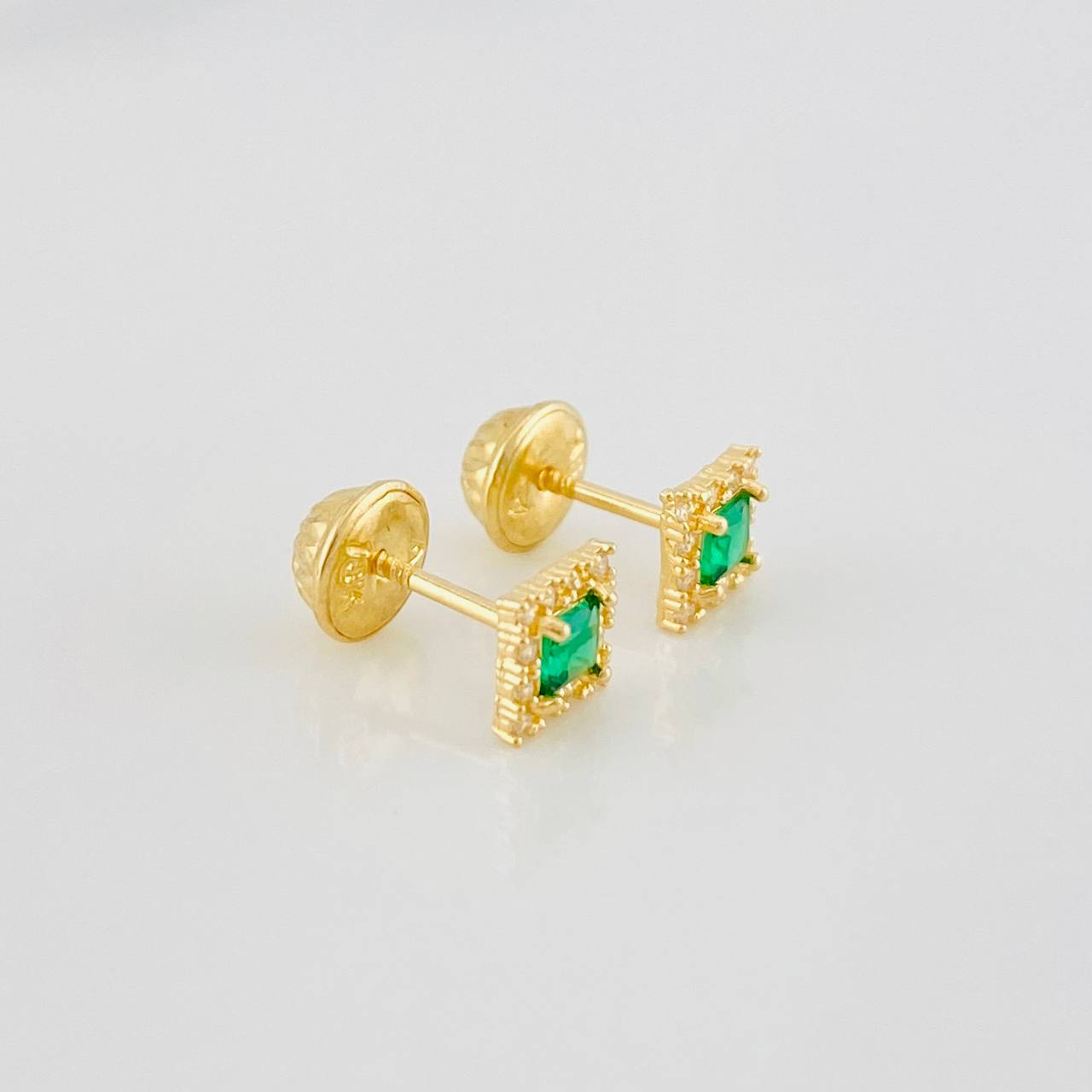 Square Halo Stud Earrings 0.8g / in / 5.1mm Yellow Gold 18K