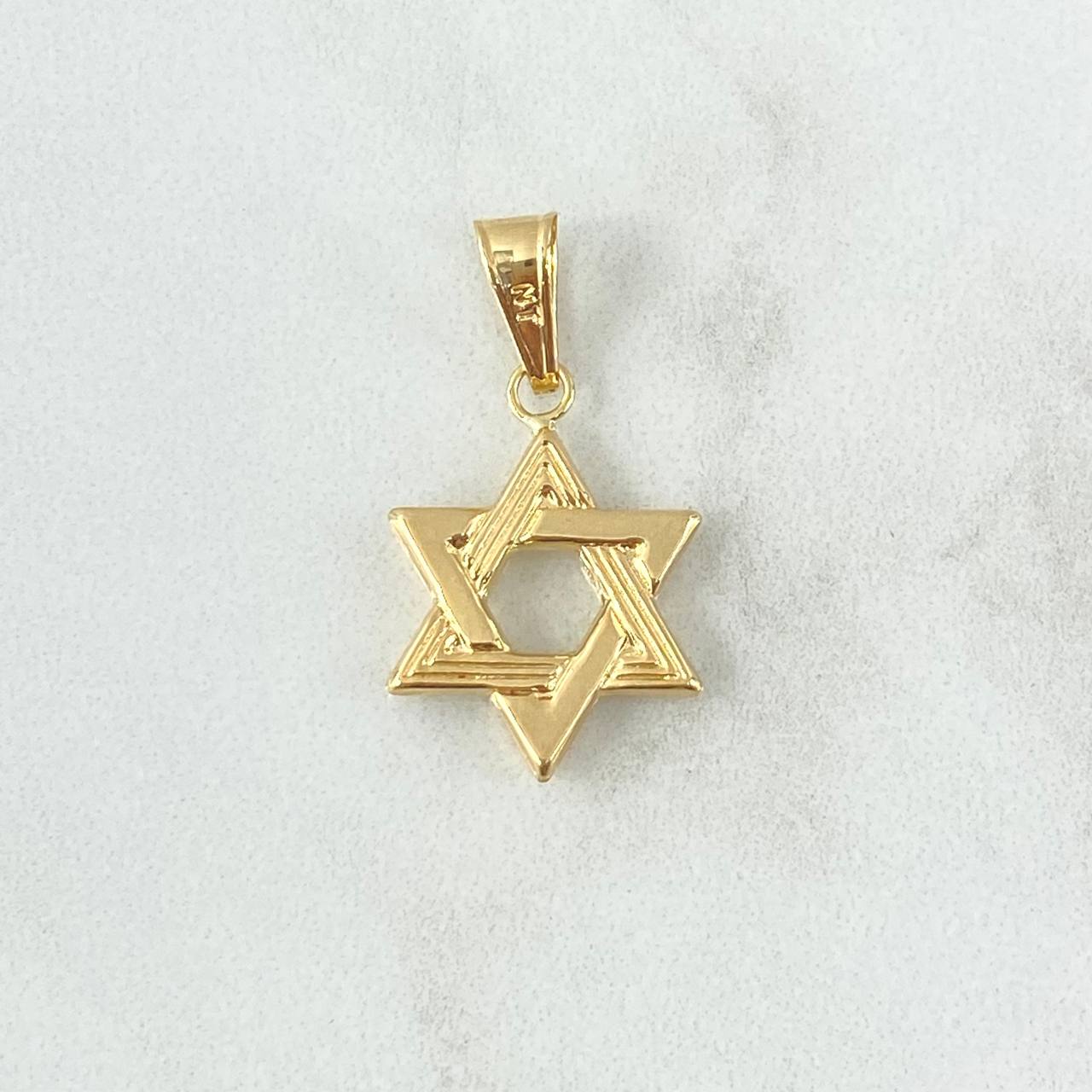 Pendant Star of David 2.25gr / 3.7cm / Striped 18K Yellow Gold