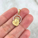 Pendant Face Christ 2.15gr / 2.6cm / White Zircons 18K Yellow Gold