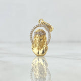 Pendant Christ Face 2.2gr / 2.6cm / White Zircons 18K Yellow Gold