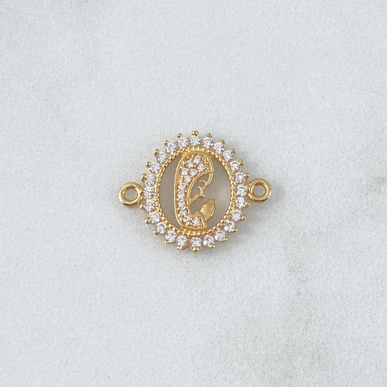 Charm Virgin Mary Silhouette 1.75gr / 2cm / White Zircons 18K Yellow Gold