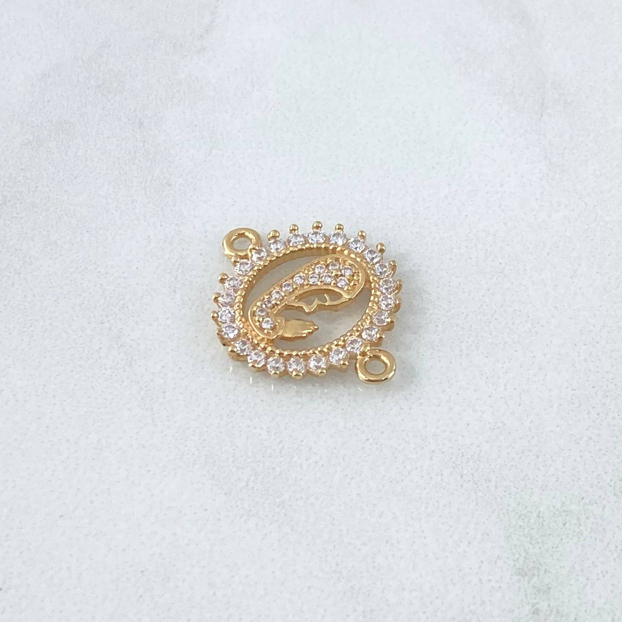 Charm Virgin Mary Silhouette 1.75gr / 2cm / White Zircons 18K Yellow Gold