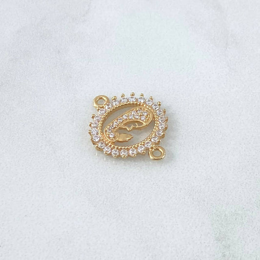 Charm Virgin Mary Silhouette 1.75gr / 2cm / White Zircons 18K Yellow Gold