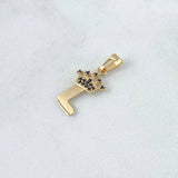 Pendant Letter L Crown 0.9gr / 2.2cm / Black Zircons 18K Yellow Gold