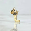Pendant Letter L Crown 0.9gr / 2.2cm / Black Zircons 18K Yellow Gold