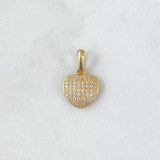 Dije Corazón Cojín 1.4gr / 1.8cm / Circones Blancos Oro Amarillo 18K