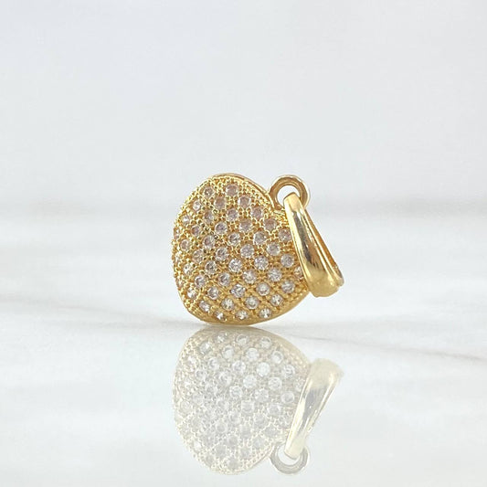 Dije Corazón Cojín 1.4gr / 1.8cm / Circones Blancos Oro Amarillo 18K
