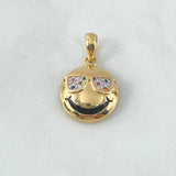 Pendant Emoji Glasses 3.5gr / 2.6cm / Colored Zircons 18K Yellow Gold