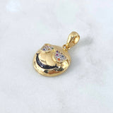 Pendant Emoji Glasses 3.5gr / 2.6cm / Colored Zircons 18K Yellow Gold