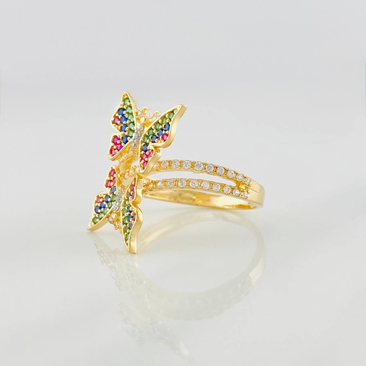 Double Butterfly Ring 2.85g / T6 1/2 Two-Tone Yellow White Gold 18K