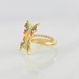 Double Butterfly Ring 2.85g / T6 1/2 Two-Tone Yellow White Gold 18K