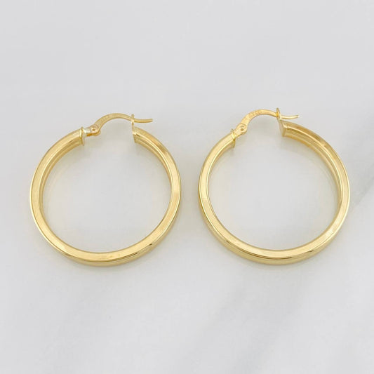 Double Hoop Earrings 3.55g / 1 1/4 in 18K Yellow Gold