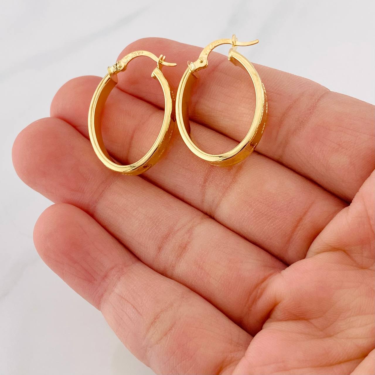 Hoop Earrings Tribal 2.65g / 1 in Yellow Gold 18K