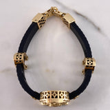 Pulso Herradura Caballo 22.5gr / 20cm / 7.9mm Silicona Negro Circones Blancos Oro Amarillo 18K &