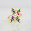 Double Butterfly Ring 2.85g / T6 1/2 Two-Tone Yellow White Gold 18K