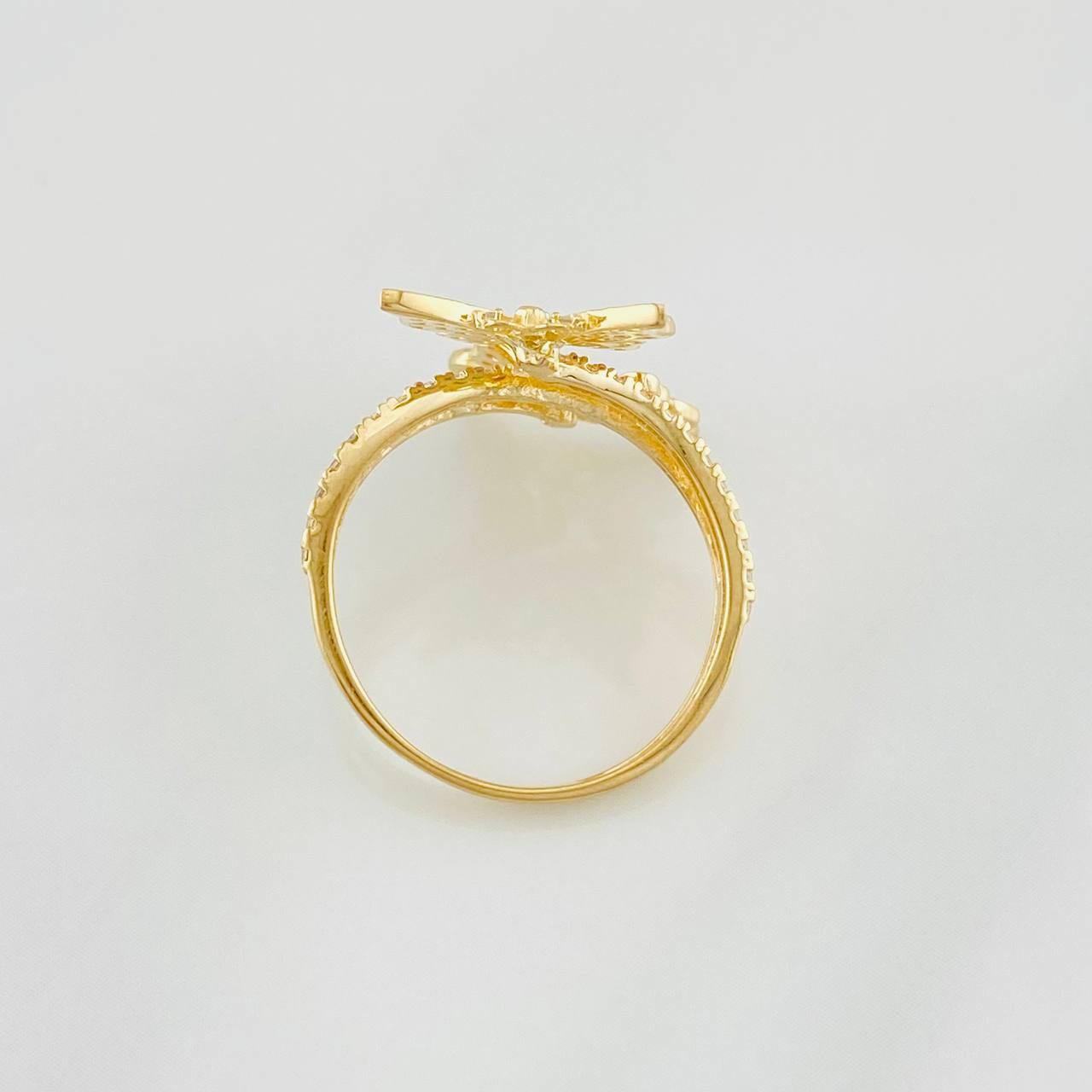 Double Butterfly Ring 2.85g / T6 1/2 Two-Tone Yellow White Gold 18K
