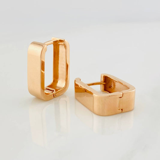Square Plain Hoop Earrings 7.5g / 3/4 in Rose Gold 18K