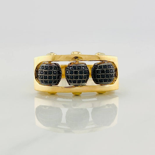 Anillo Bolas de Fuego 9.1g / T11 Dos Oros Negro Amarillo 18K