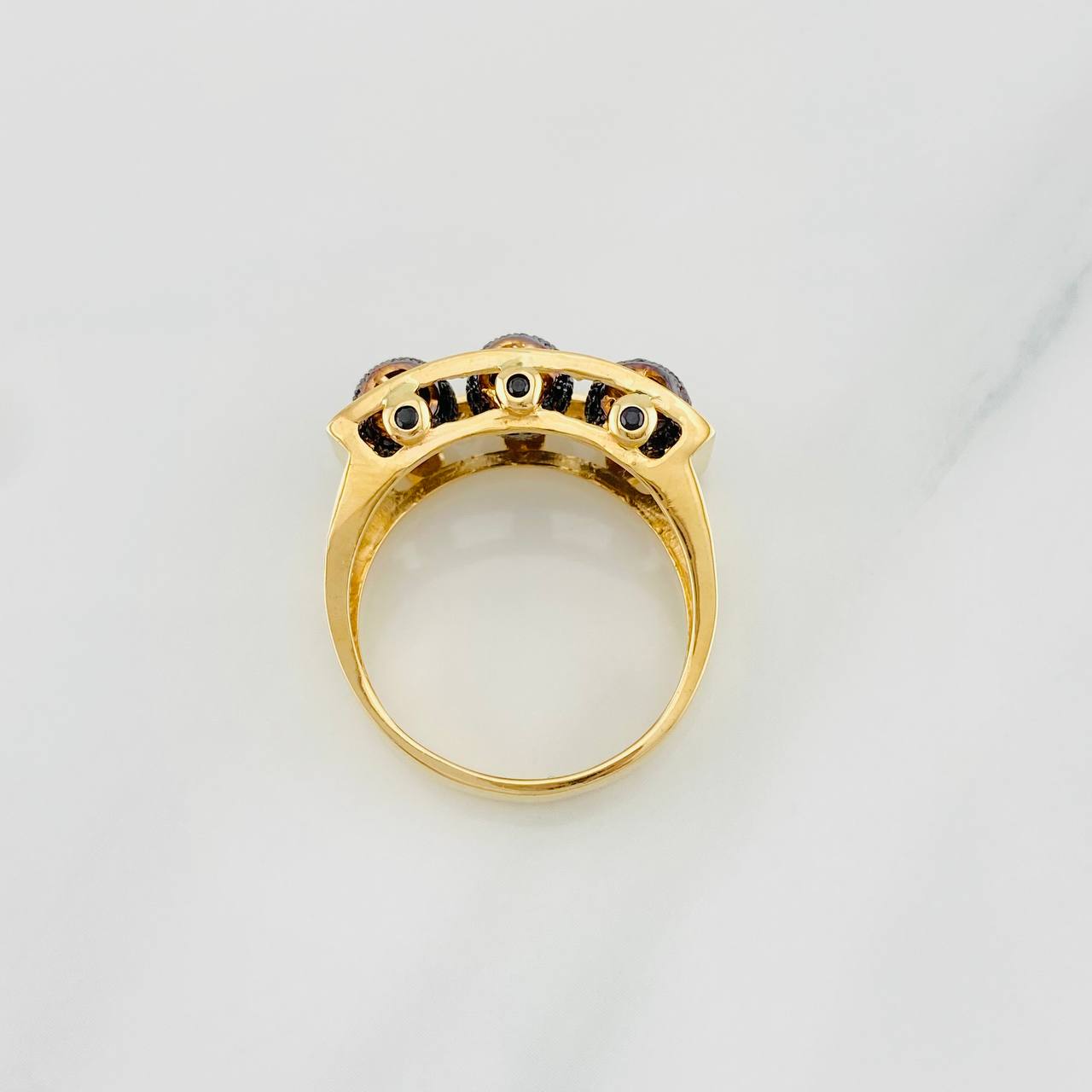 Fire Beads Ring 9.1g / T11 Two-Tone Black Yellow Gold 18K